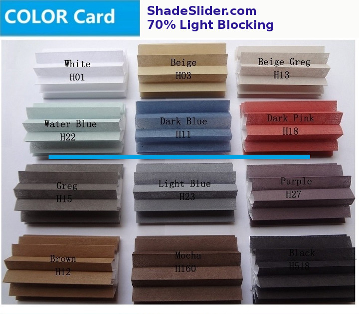 ShadeSlider for bottom-up windows and skylights - partial light blocking cellular fabric colors ShadeSlider for skylights and bottom-up windows - partial light blocking cellular fabric colors